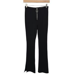 BLANK NYC‎ Womens Black Flare Leg Zipper Front Pants Size 25 Side Slit Split Hem